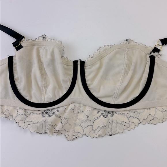 Aerie Real Power Midnight Lace Unlined Corset Bra 34DD Vintage Vanilla - Picture 5 of 7